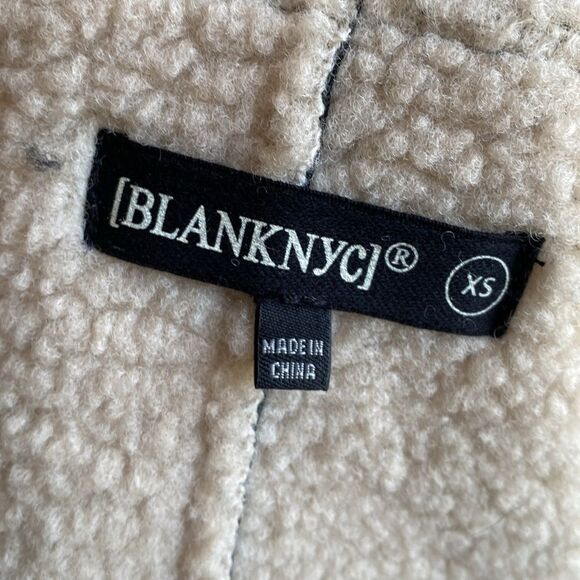 Blank NYC Black Faux Leather Sherpa Lined Oversized Coat Flying Squad Nordstrom - Picture 7 of 9